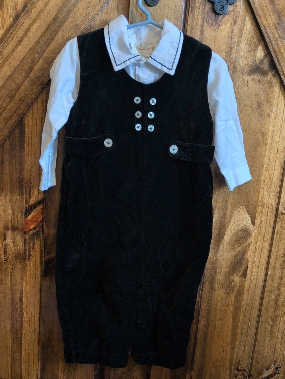 Strasburg Velvet Pant Suit Sz 24 Months Black & White 2 piece outfit